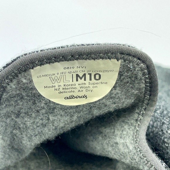 Allbirds NZ Merino Wool Gray Slip On Loafers Loungers 0819-NV1 Men's Size M10 - Picture 7 of 7